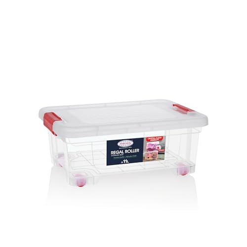 Image of Asian Plastowares - Regal Roller | 11 Ltr - Storage Box | Stackable Organizer for Clothes, Toys, Kitchen, Makeup & More | BPA-Free, Space-Saving Design | Multipurpose Boxes | Transparent