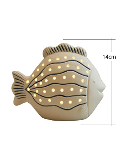 Figura decorativa de pez hecho en cerámica de 14 cm miniatura 6