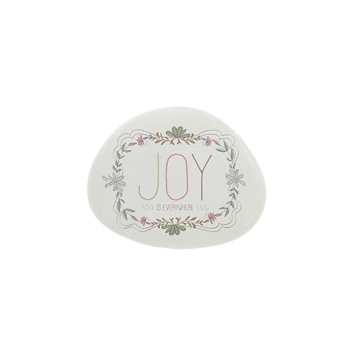 Pavilion Gift Company - Joy - 4 Garden Stone Outdoor Indoor Joy Happiness Ornamental Weatherproof Stone Home Garden Decor
