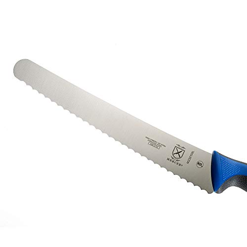 Image of Mercer Culinary Millennia Colors Bread Knife, 10-Inch Wavy Edge Wide, Blue