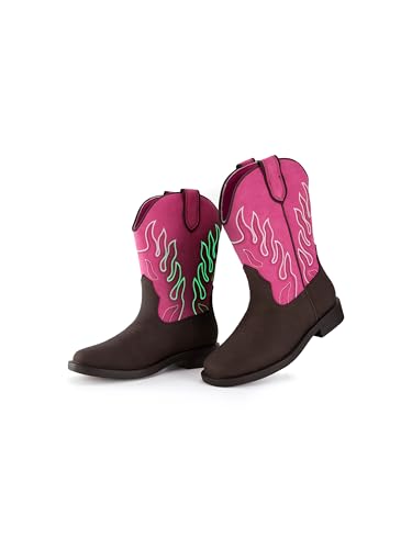 PATPAT Girls Boys Cowboy Boots, Glow in the Dark Cowgirl Cowboy Boots for Toddler Little Big Kid