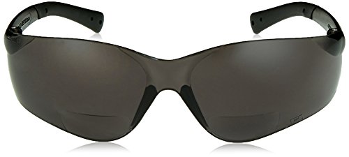 Image of MCR Safety Crews BKH20G BearKat Magnifier Polycarbonate 2.0 Diopter Gray Lens Safety Glasses with Non-Slip Hybrid Black Temple Sleeve (Pack of 2)