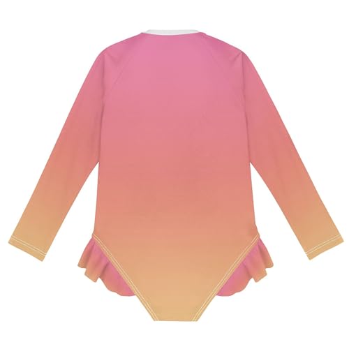 Pinkish Red Baby Girl Bathing Suit Long Sleeve UPF 50+ One Piece Toddler Swimsuit Size 3T2