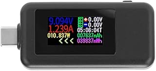 USB C Power Tester Type-C USB Tester USB PowerMeter Charging Device Detector USB C Voltmeter Voltage Current 2 in 1 Meter Voltmeter Ammeter Color Screen for Voltage Detecting Power Measuring