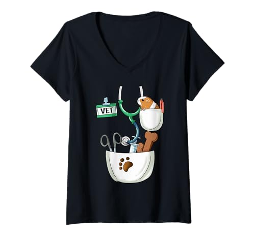 Femme Costume vétérinaire d'halloween pour Enfants et Adultes T-Shirt avec Col en V
