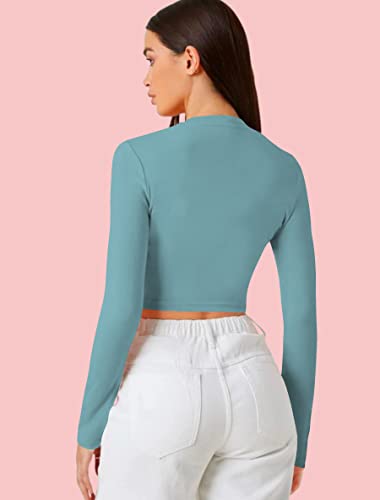 Image of Dream Beauty Fashion Women's Casual Round Neck Long Sleeves Stylish Crop Top - 17 inch Inches (Tee-Tally 02)