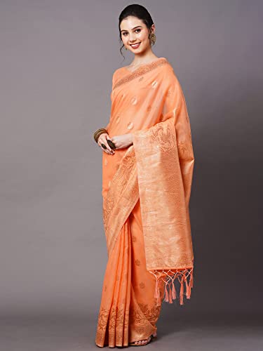 Image of AKHILAM Women's Cotton silk Woven Design Saree With Unstitched Blouse Piece(COTFLW09 Parent)