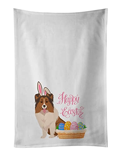 Caroline's Treasures WDK5094WTKT Sable Sheltie Easter White Kitchen Towel Set of 2 Dish Towels Decorative Bathroom Hand Towel for Hand, Face, Hair, Yoga, Tea, Dishcloth, 19 X 25, White