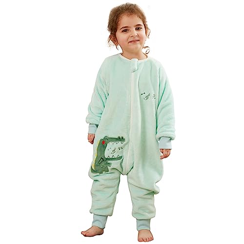 Image of MICHLEY Flannel Baby Sleeping Bag Unisex Pajamas, Long Sleeve Zipper Wearable Sleeping Sack for Autumn Winter Boys Girls