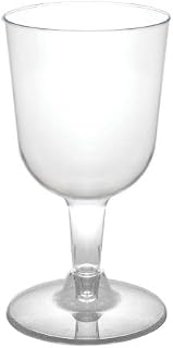 Party Essentials Hard Plastic Two Piece 5.5-Ounce Wine Glasses, Clear, Pack of 20