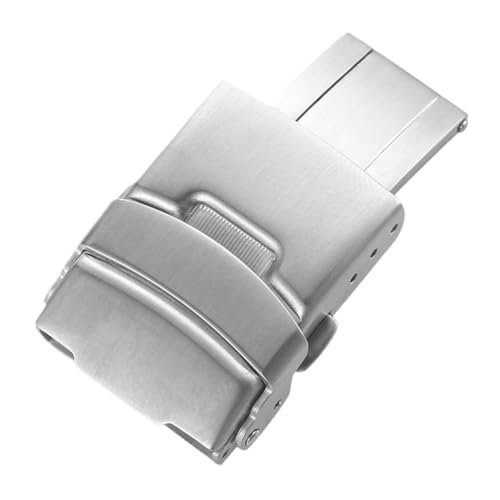Fermoir de montre à bouton poussoir en acier inoxydable argenté pour bracelet 18-24mm