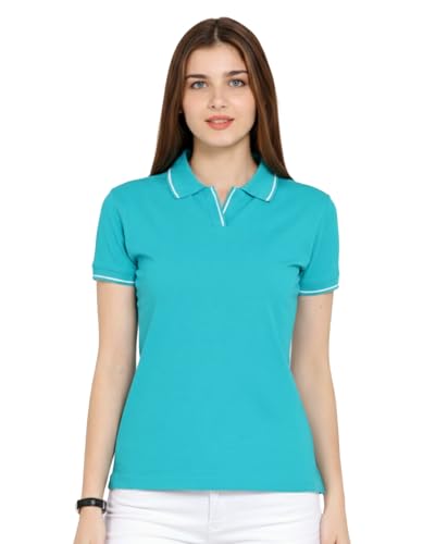 Image of Scott International Women's Cotton Polo T-Shirt | Half Sleeve Plain Collar Tee | Stylish Casual Top | Plain T-Shirt for Girls | Workwear for Office & Casual Wear