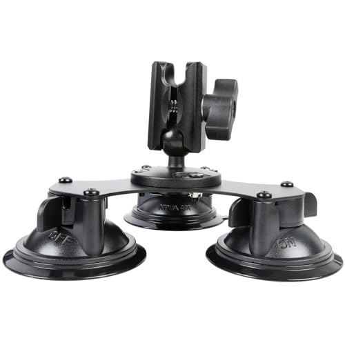 Triple Suction Cup Car Base Mount with 25mm/1