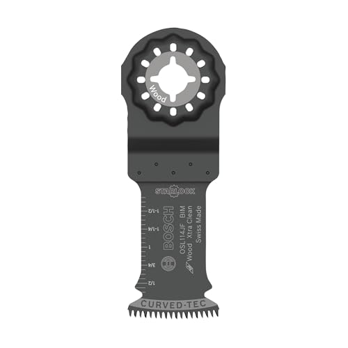 BOSCH OSL114JF 1-Piece 1-1/4 In. Starlock Oscillating Multi Tool Wood Curved-Tec Bi-Metal Xtra-clean Plunge Cut Blade for Applications in Cutting Hardwood