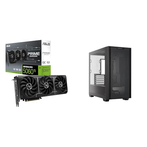 Bundle of ASUS The SFF-Ready Prime GeForce RTX™ 5060 Ti 16GB GDDR7 OC Edition Graphics Card + ASUS A21 Micro-ATX Case Black Edition, Porous Front-Panel Mesh, Compatible with BTF Hidden Connector