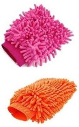 RS: Double Sided Microfiber Cleaning Gloves (Large, Multicolour) Pack of 2