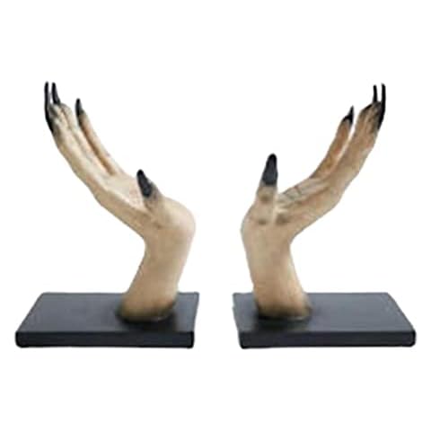 Gidenfly Halloween Book Ends,Halloween Witch Book Stand,Witchy Hand Book Stand Halloween Witch Decor Book Ends,Resin Bookends Witch Hands Bookrest Reading Holder Stand Halloween Party Table Cover