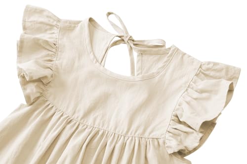 Toddler Girl Cotton Linen Ruffle Sleeveless Casual Dress Kids Summer Beach Sundress3