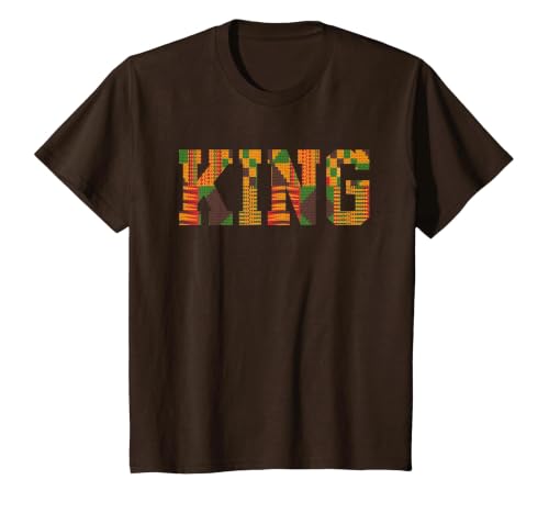 African King Art for Boys Men Afro Kente Cloth African Print T-Shirt, Youth, Brown, 3T