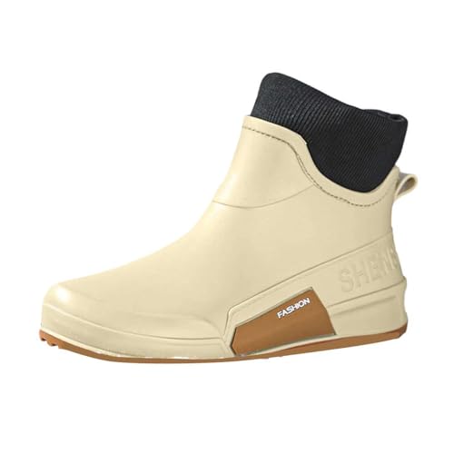 Botas de goma para mujer, botas de lluvia de media altura, impermeables, antideslizantes, resistentes a la abrasión, cómodas y ligeras, botas impermeables para exteriores, días lluviosos, jardín