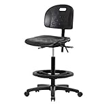 Thomas ECOM HPHBCH-RG-T1-A0-BF-RG Industrial Polyurethane High Bench Height Chair with Black Nylon Base and Tilt Without Arms, Black Foot Ring, Glides (Pack of 10)