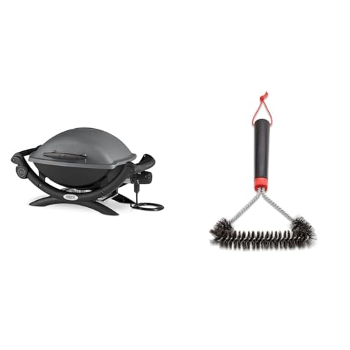 Weber Q1400 Barbecue Électrique, 43 x 32cm, Dark Grey (52020053) & Brosse inox triangulaire, 30 cm