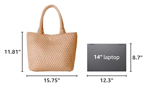 Image of Woven Tote Bag for Women, Fashion Woven Bags for Women Vegan Leather Shoulder Handbags Large Summer Beach Travel Bag