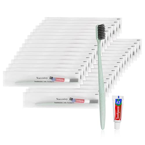 Cepillos De Dientes Desechables,60 Set Verde Cepillos De Dientes Desechables Con Pasta Paquete Individual Cepillos De Dientes De Viaje Para Hotel, Personas Sin Hogar,Hogar De Ancianos,Caridad