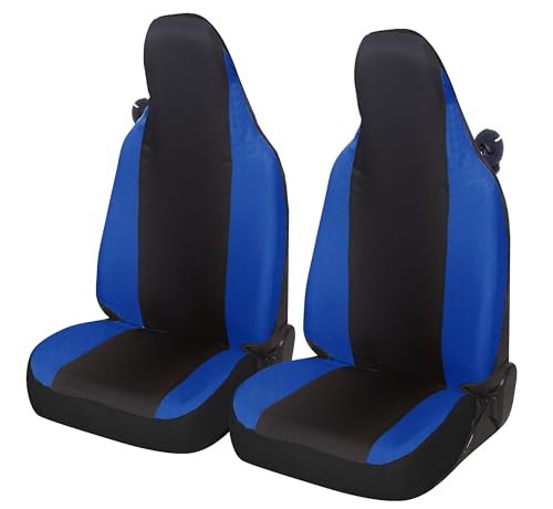 Auto Accessori Lupex Car Seat Covers Compatible with Smart Fortwo, 450 451 and 453, 1 2 3 Series, Polycotton Fabric (Black - Royal Blue)