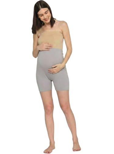 Image of Women's High Waist & Mid-Thigh Cotton Lycra Maternity Shorts|Pregnancy Panty|Maternity Panties Over The Belly for The Pre & Post Pregnancy