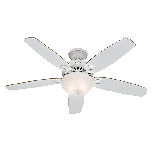 Hunter 132 cm | 52 pouces Builder Deluxe Ventilateur de Plafond Blanc Neige avec Système d'Éclairage et Chaînette, 50570