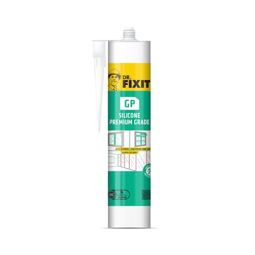 Dr. Fixit GP Silicone Sealant 280ml Clear | Premium Grade Anti-Fungal Multi-Purpose Adhesive for Sealing Glass Metal and Wood | Water and Temperature Resistant