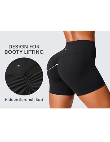 crz yoga secretsculpt womens butterlift high waist scrunch butt biker shorts 4 inches - no front seam workout gym booty