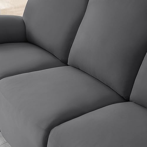 Funda para sillón reclinable de 4 plazas gris oscuro lavable 5