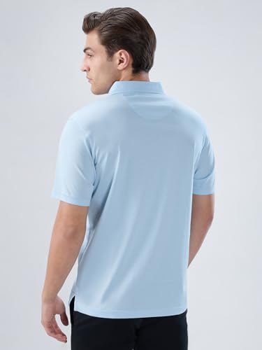 Image of Park Avenue Men Regular Fit Solid Pattern Pure Cotton Half Sleeve Polo Neck Loungewear T-Shirt
