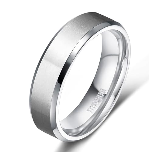TIGRADE Titanium Rings 4MM 6MM 8MM 10MM Wedding Band in Comfort Fit Matte for Men Women, Silver, 6MM, Size 9.5