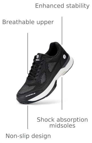 Image of FitVille Wide Pickleball Shoes for Men Tennis Shoes Sneakers for All Court Racquetball Athletic Shoes for Racquet Sport | Arch Support & Wide Toe Box