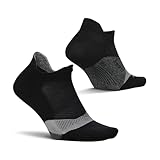Feetures Elite Light Cushion - Calcetines tobilleros con pestaña invisible, calcetines deportivos con compresión específica (1 par), Nuevo Negro, M