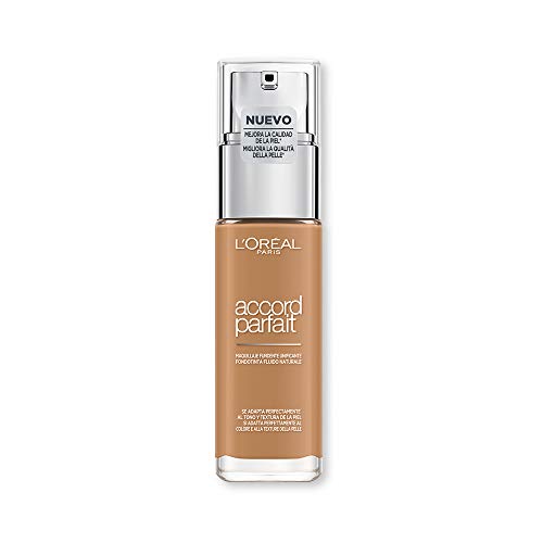 L'Oréal Paris Fondotinta Fluido Coprente Accord Parfait, Risultato Naturale, No Effetto Maschera, 8D/8W Cappuccino Doré/Golden Cappuccino