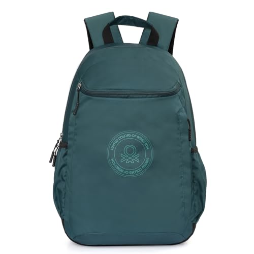 United Colors of Benetton Quirky 19L Laptop Backpack - Dark Green | Stylish & Water-Resistant | Fits 14-inch Laptop Compartment for College, Office & Everyday