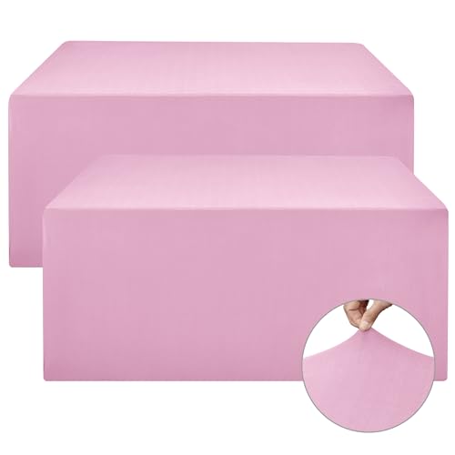 Image of Rectangle Spandex Fitted Tablecloths For Vendor 2 Pcs 48X24 Inch Pink