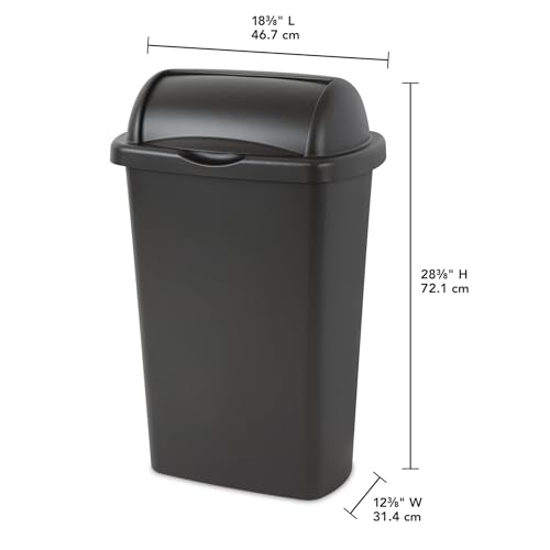 Caneca de basura rectangular de plástico negro 13 galones miniatura 2