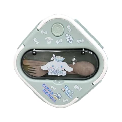hombäde Bento Lunch Box Container Set with 3 Compartments Portable Personal Sealed Plastic Utensils Food Container Cute Kawaii Anime Kitty Bunny Dog Cover