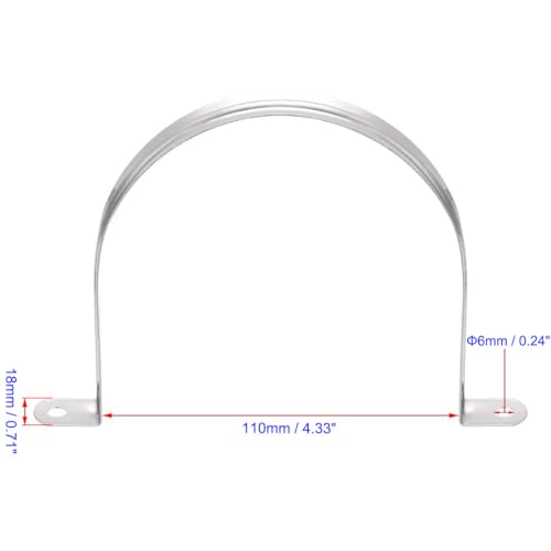 MACHSWON 110mm(4.3") Rigid Pipe Strap 2 Holes U Bracket Cable Clamp, 201 Stainless Steel Tension Tube Clip Conduit Clamp Hanger 4pcs - Image 2
