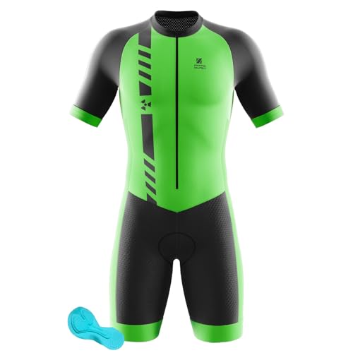 Traje de Triatlón de Manga Corta para Hombre, Traje de Ciclismo Hombres de Traje Tri con 3 Bolsillos Equipo de Triatlón Pantalones Cortos Mangas Cortas de Ciclismo Ropa Maillot (7,S)