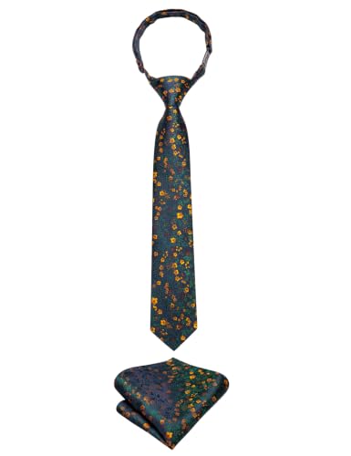 Image of Hi-Tie Boys Tie Pre-Tied Pocket Square Set Adjustable Kids Neckties Age 7-11 Years School UniForm Graduation