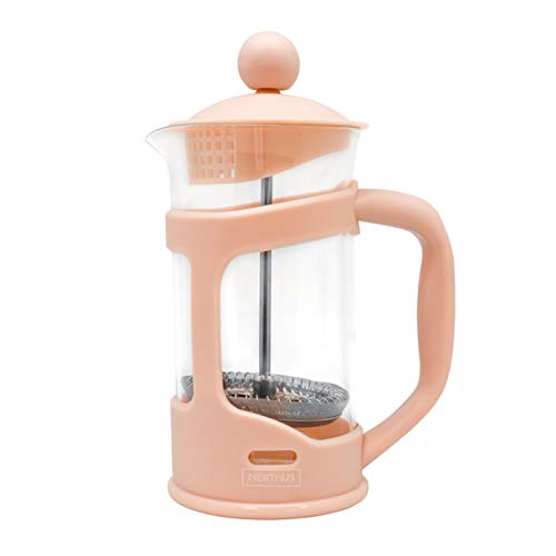 Nerthus FIH 793 Caffettiera francese a pistone, PP/Vetro borosilicato/SS, SALMONE, 350 ml