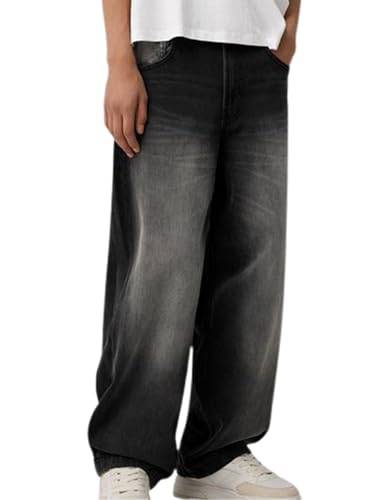 Sunloudy Men Baggy Jeans Relaxed Fit Wide Leg Denim Pants Vintage Hip Hop Straight Wide Leg Jeans Trousers Streetwear