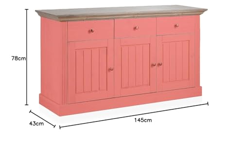 Image of APRODZ Solid Wood Alegre Sideboard Storage Cabinet for Living Room | Light Coral Pink Red