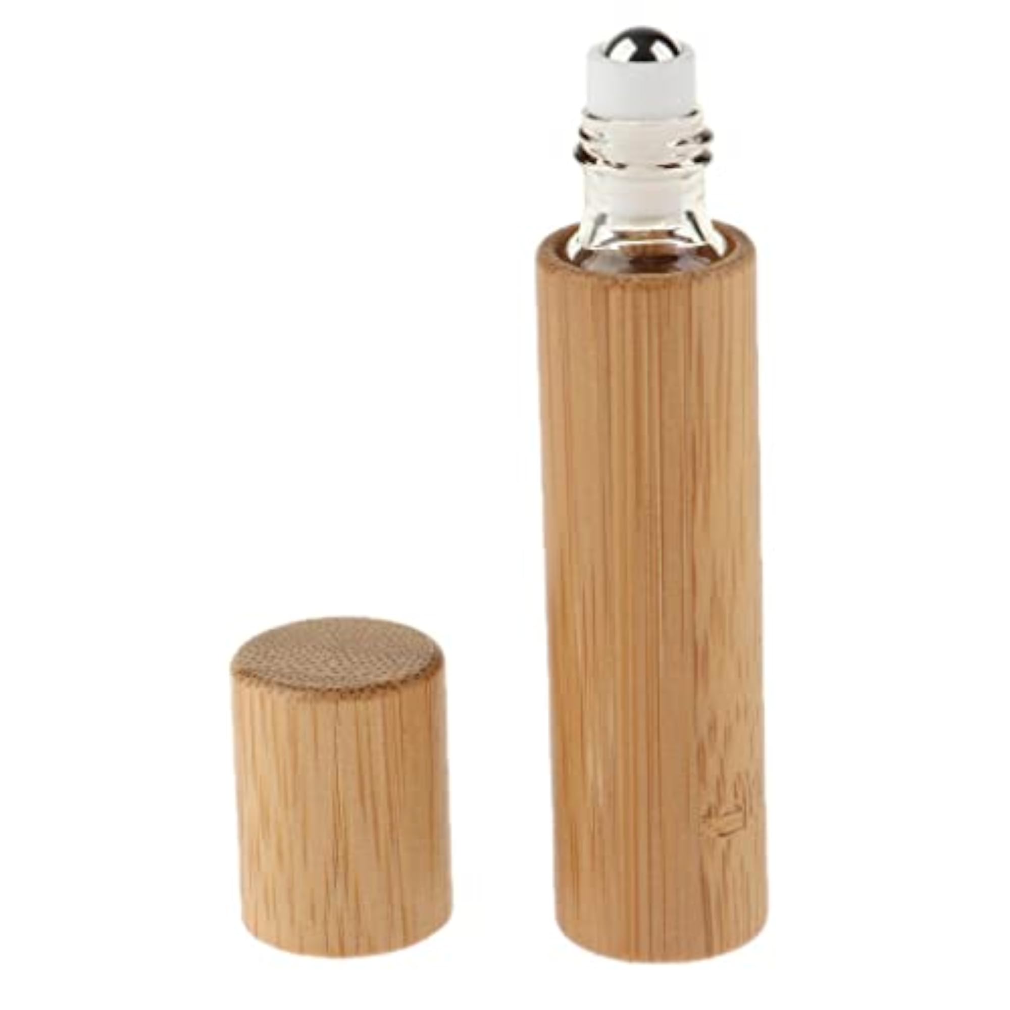 5 x 10ml Natural Bamboo Refillable Essential Oil Roll On Bottle